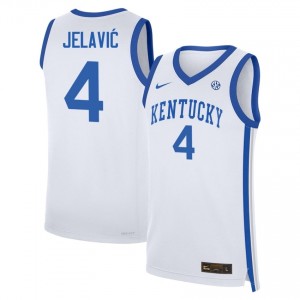 #4 White Men Andrija Jelavic University College Basketball Kentucky Wildcats Jersey