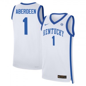 #1 White Men Denzel Aberdeen 2025-26 College Basketball Kentucky Wildcats Jersey