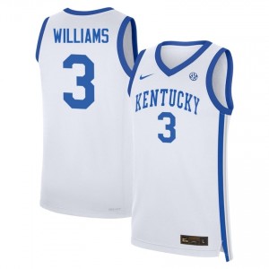 #3 White Men Kam Williams Official College Basketball Kentucky Wildcats Jerseys