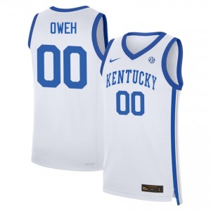#00 White Men Otega Oweh Embroidery College Basketball Kentucky Wildcats Jersey