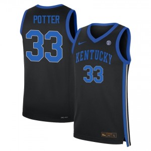 #33 Black Men Reece Potter 2025 College Basketball Kentucky Wildcats Jersey