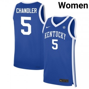 #5 Royal Women Collin Chandler Embroidery College Basketball Kentucky Wildcats Jersey