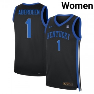 #1 Black Women Denzel Aberdeen Replica College Basketball Kentucky Wildcats Jerseys