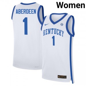 #1 White Women Denzel Aberdeen High School College Basketball Kentucky Wildcats Jersey