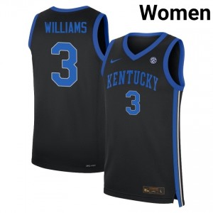 #3 Black Women Kam Williams Replica College Basketball Kentucky Wildcats Jerseys