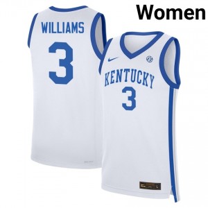 #3 White Women Kam Williams Limited College Basketball Kentucky Wildcats Jersey