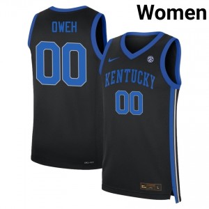 #00 Black Women Otega Oweh Embroidery College Basketball Kentucky Wildcats Jersey