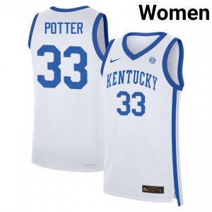 #33 White Women Reece Potter 2025-26 College Basketball Kentucky Wildcats Jersey