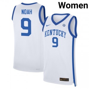 #9 White Women Trent Noah Stitched College Basketball Kentucky Wildcats Jersey