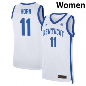 #11 White Women Walker Horn Stitched College Basketball Kentucky Wildcats Jersey