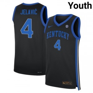 #4 Black Youth Andrija Jelavic Embroidery College Basketball Kentucky Wildcats Jerseys