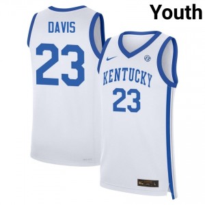 #23 White Youth Anthony Davis Replica College Basketball Kentucky Wildcats Jerseys