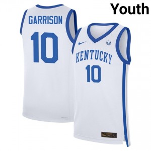 #10 White Youth Brandon Garrison Replica College Basketball Kentucky Wildcats Jerseys