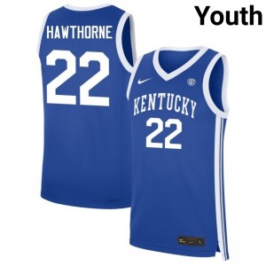 #22 Royal Youth Braydon Hawthorne Official College Basketball Kentucky Wildcats Jerseys