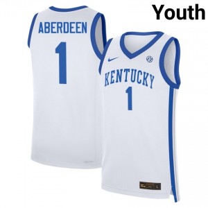#1 White Youth Denzel Aberdeen Replica College Basketball Kentucky Wildcats Jerseys