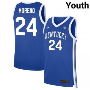 #24 Royal Youth Malachi Moreno Embroidery College Basketball Kentucky Wildcats Jersey