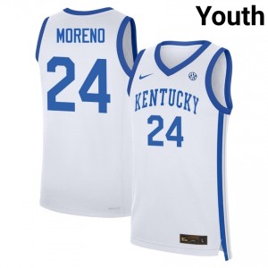 #24 White Youth Malachi Moreno 2025-26 College Basketball Kentucky Wildcats Jerseys