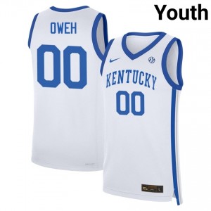 #00 White Youth Otega Oweh NCAA College Basketball Kentucky Wildcats Jersey