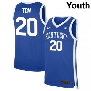 #20 Royal Youth Zach Tow University College Basketball Kentucky Wildcats Jersey