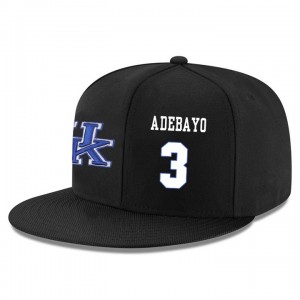 Black #3 Edrice Adebayo Kentucky Wildcats Adjustable Snapback Hat