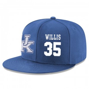 #35 Derek Willis Kentucky Wildcats Adjustable Snapback Hat Blue 