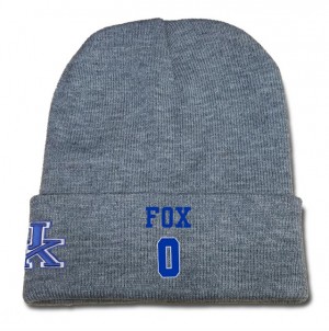 Average De'Aaron Fox Kentucky Wildcats #0 Gray Top Of The World Player Name And Number Custom Knit Beanie