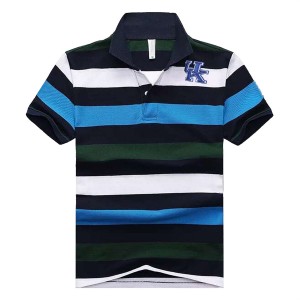 Kentucky Wildcats Men's Stripe Team Logo Performance Polo - Black/White/Blue
