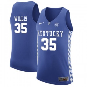Men's Royal Basketball #35 Derek Willis Kentucky Wildcats Jersey