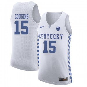 Men's Kentucky Wildcats #15 DeMarcus Cousins White Basketball Jersey