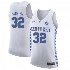 Men's Wenyen Gabriel Kentucky Wildcats Jersey White #32 Basketball 