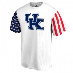 Men's Kentucky Wildcats T-shirt White Team Logo Stars Stripes 