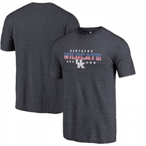 S-3XL Kentucky Wildcats Men's Navy America National Stripes Spangled Tri-Blend T-Shirt