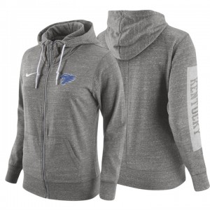 Women's Kentucky Wildcats Gray Gym Vintage With Fleece Full-Zip Hoodie