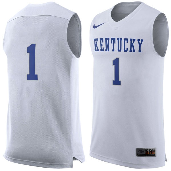 Top Players College Basketball Jerseys Men’s #1 Devin Booker Jersey Kentucky Wildcats White