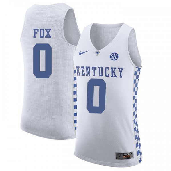 Custom Kentucky Wildcats Jersey #0 DeAaron Fox NCAA Basketball White